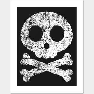 Cute Skull and Cross Bones - Distressed Posters and Art